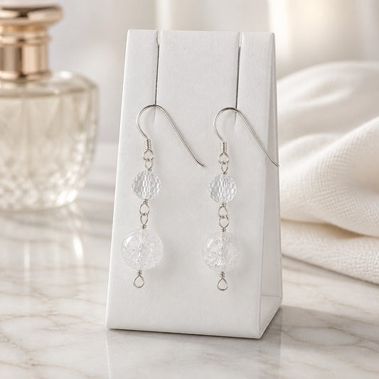 Boucles d'Oreilles Cristal de Roche - Argent 925 & Pierre Naturelle
