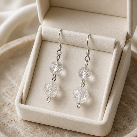Boucles d'Oreilles Cristal de Roche - Argent 925 & Pierre Naturelle