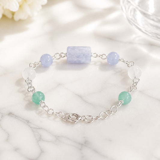 Bracelet Stabilité Émotionnelle - Lithothérapie Pierres Naturelles Argent 925