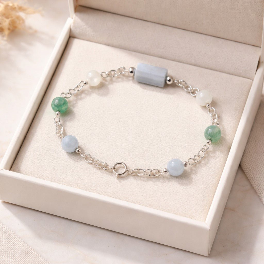 Bracelet Stabilité Émotionnelle - Lithothérapie Pierres Naturelles Argent 925