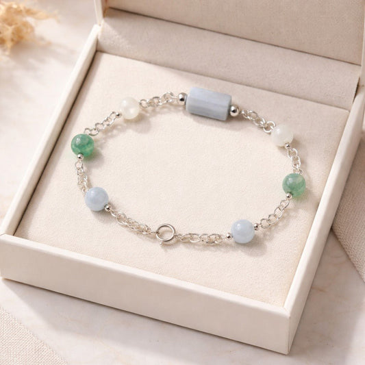 Bracelet Stabilité Émotionnelle - Lithothérapie Pierres Naturelles Argent 925