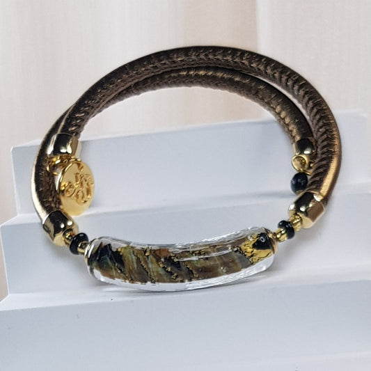 Bracelet murano tube noir cuivré