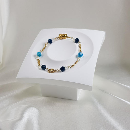 Bracelet agate turquoise opaline en acier - pierre naturelle 