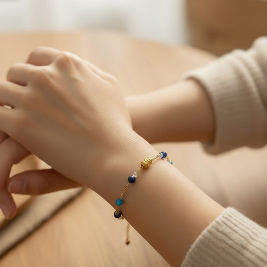 Bracelet Agate Turquoise Opaline Acier -