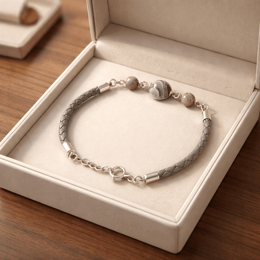 Bracelet Agate Botswana Argent 925 simili cuir