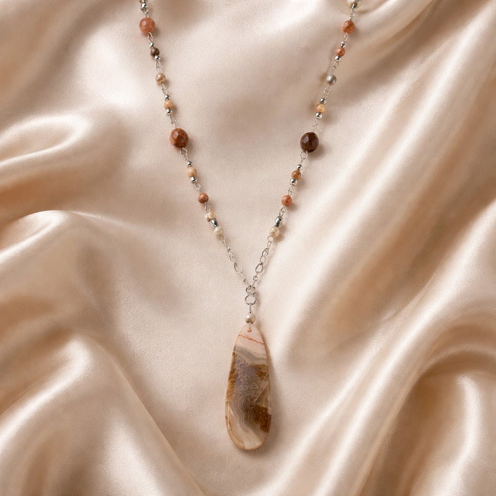 Pendentif Agate Mexicaine Crazy Argent 925