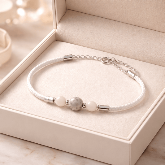 Bracelet Agate Dendritique Argent 925 - simili cuir