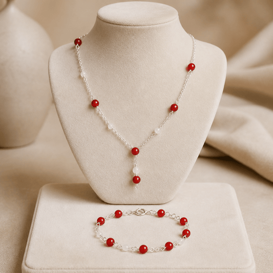 Parure Agate Rouge Argent 925 - Pierre Naturelle