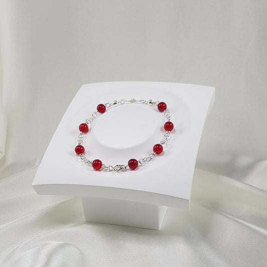 Bracelet agate rouge en argent 925 - pierre naturelle 