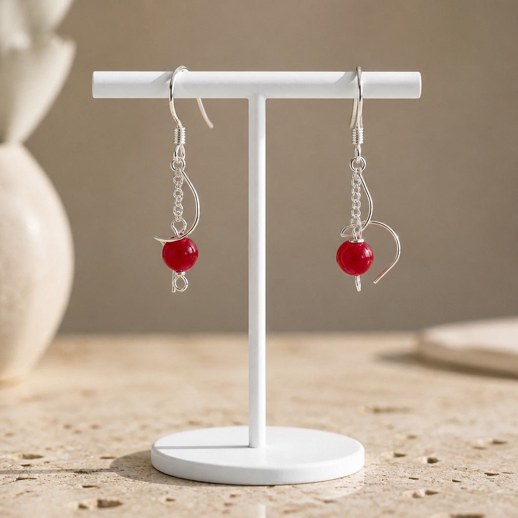 Boucles d'Oreilles agate rouge - Argent 925 & Pierre Naturelle