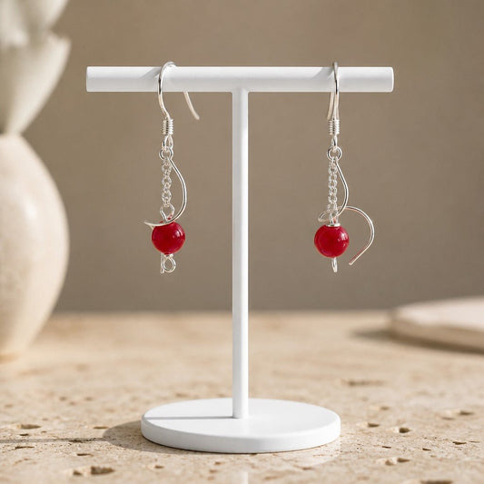 Boucles d'Oreilles agate rouge - Argent 925 & Pierre Naturelle