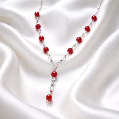 Pendentif Agate Rouge et Blanche Argent 925 - Pierre Naturelle