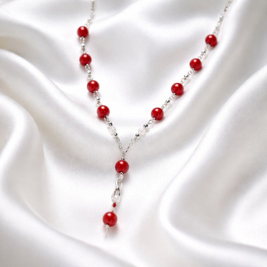 Pendentif Agate Rouge et Blanche Argent 925 - Pierre Naturelle