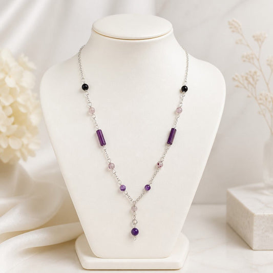 Pendentif Agate Violette Argent 925 - Pierre Naturelle