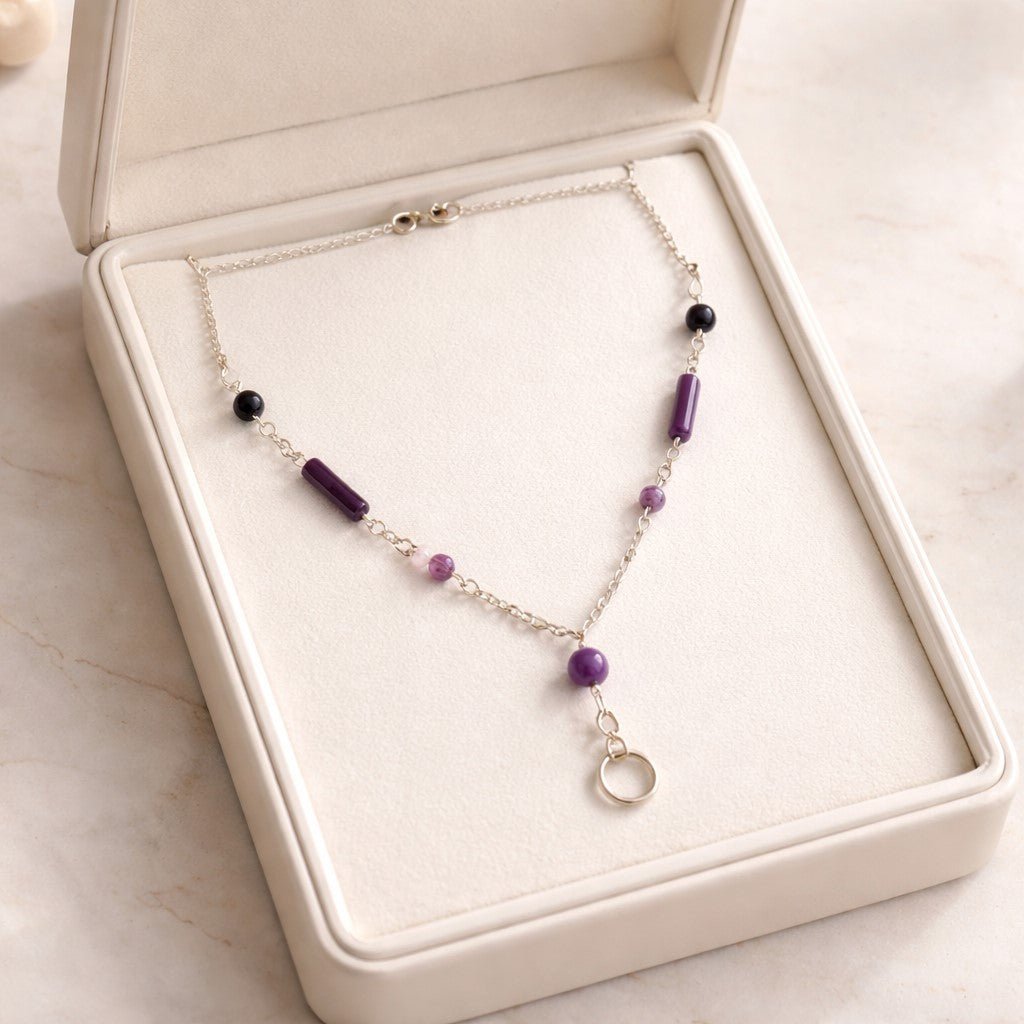 Pendentif Agate Violette Argent 925 - Pierre Naturelle