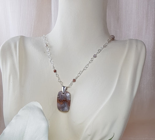 Agate mexicaine ou crazy rectangle argent 925