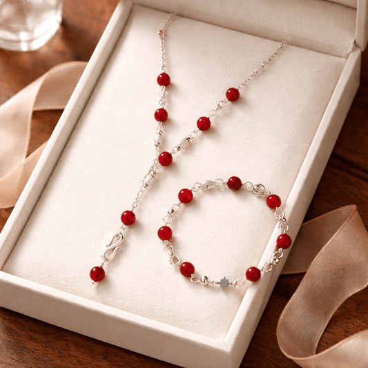 Parure Agate Rouge Argent 925 - Pierre Naturelle