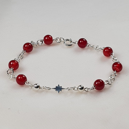 Agate rouge  argent 925