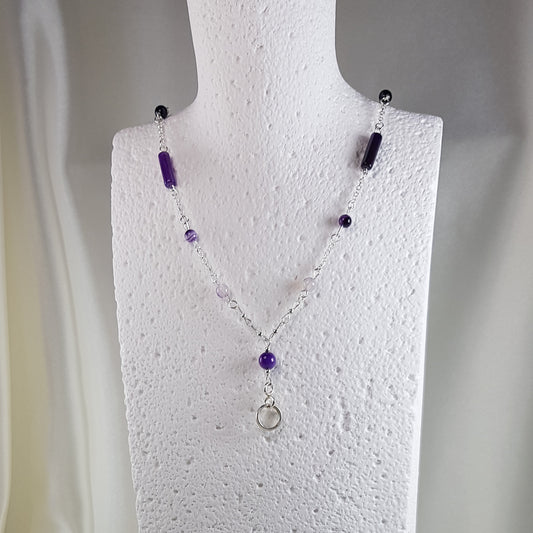 Pendentif agate violette en argent 925 - pierre naturelle