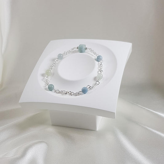 Bracelet aigue-marine en argent 925 - pierre naturelle bleue 