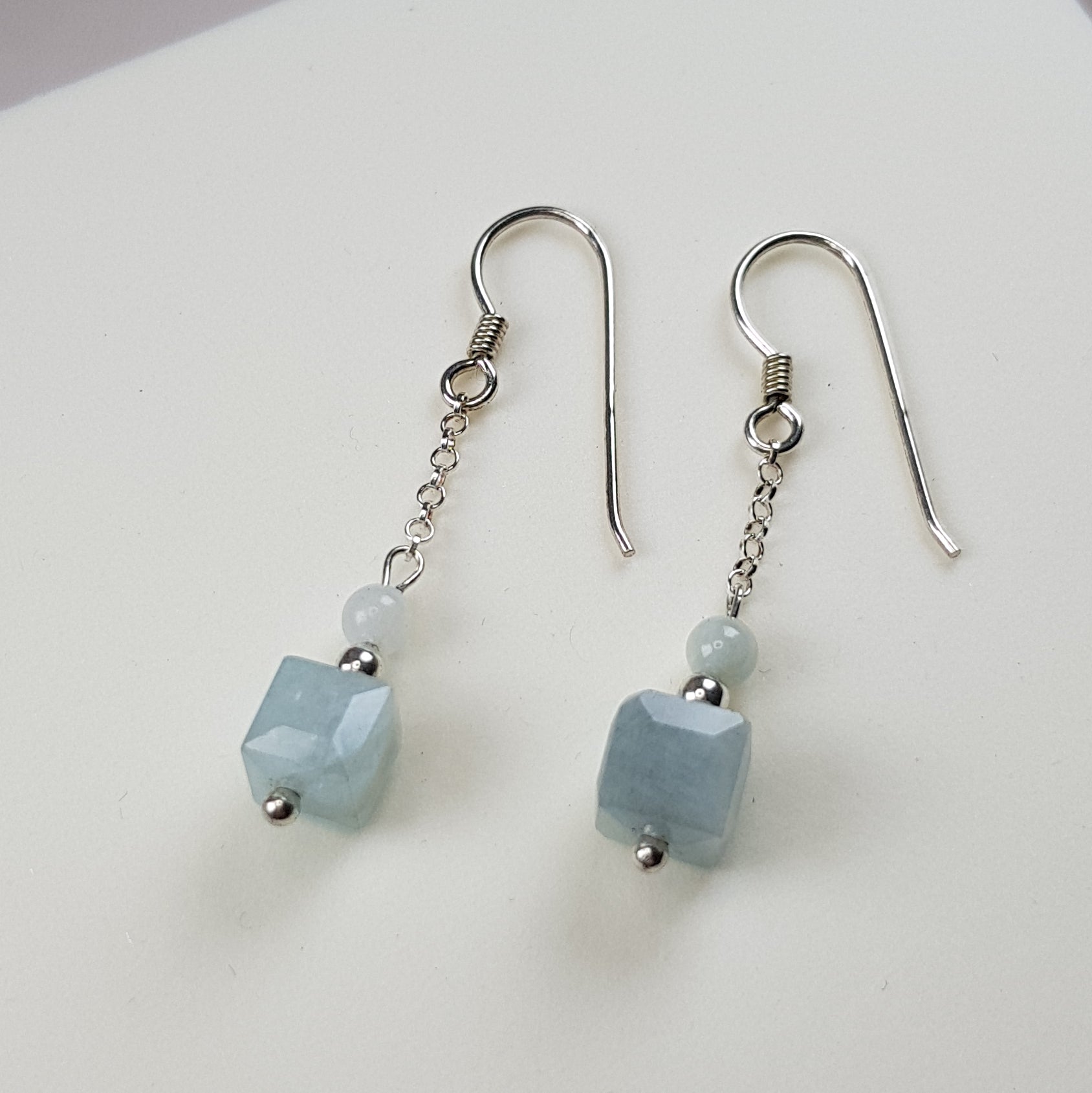 Boucles d'oreilles aigue-marine en argent 925 - pierre naturelle