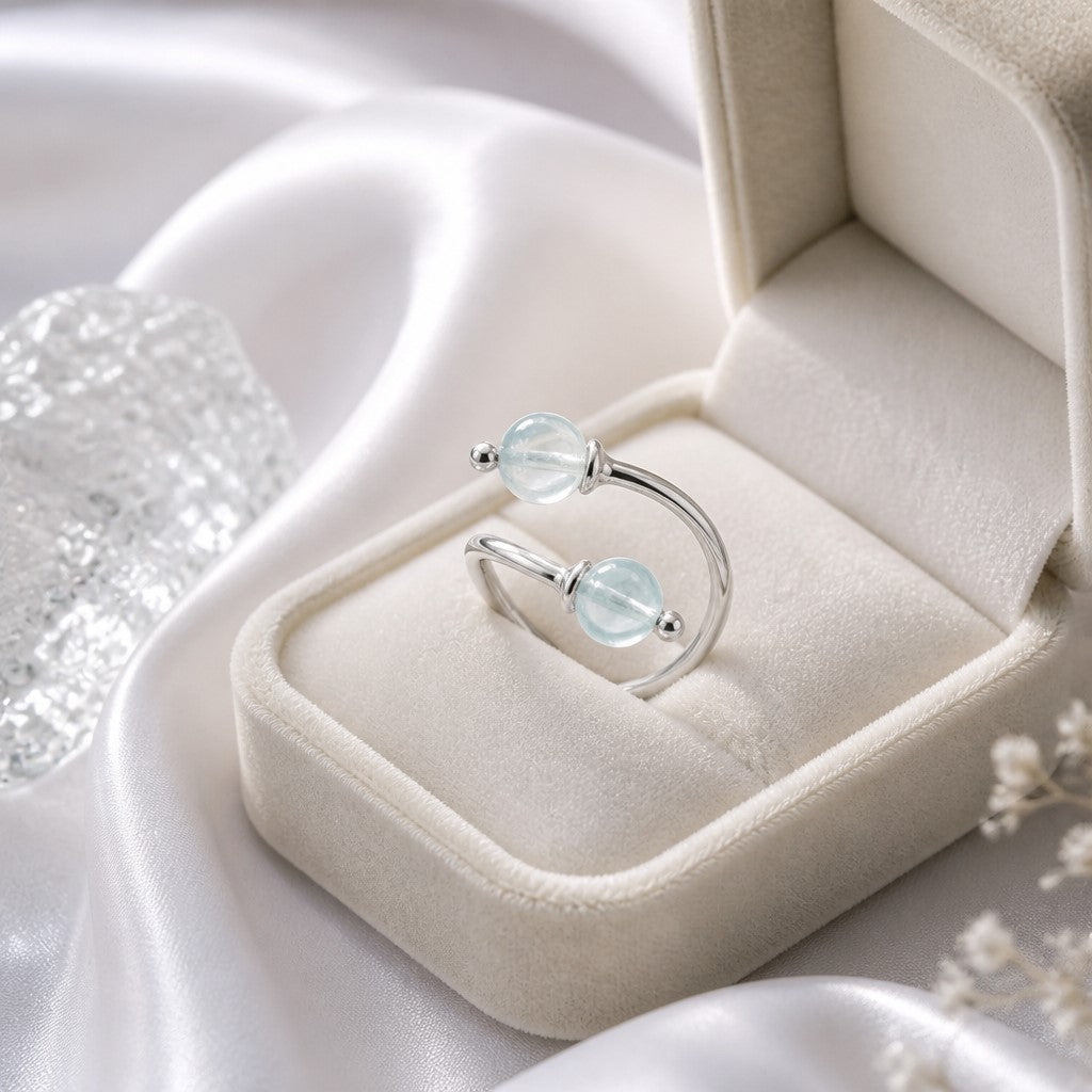 Bague Aigue Marine Argent 925 - Pierre de Sérénité et Communication