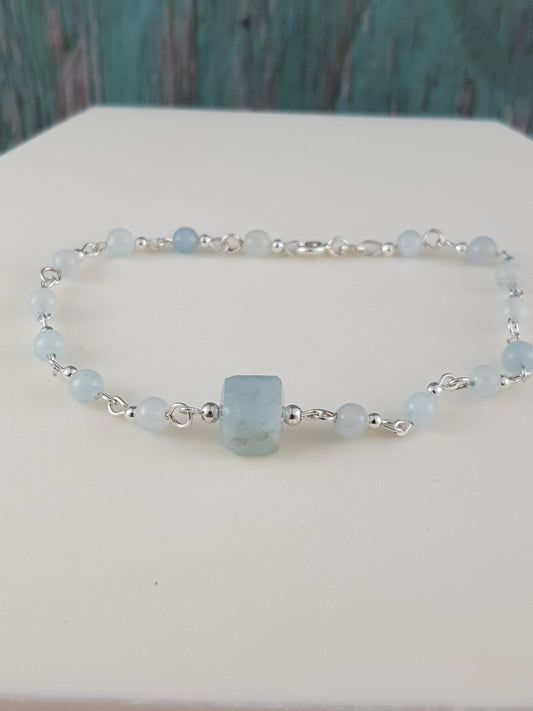 Bracelet aigue marine argent 925 *
