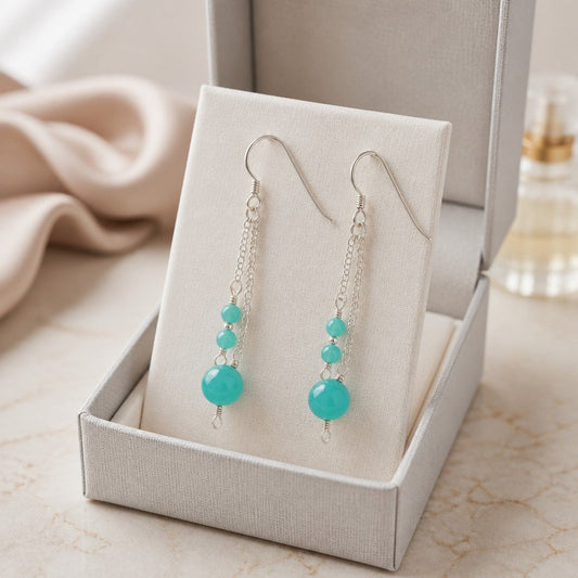 Boucles d'Oreilles Amazonite - Argent 925 & Pierre Naturelle