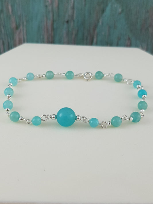 Bracelet amazonite bleue argent 925