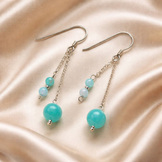 Boucles d'Oreilles Amazonite - Argent 925 & Pierre Naturelle