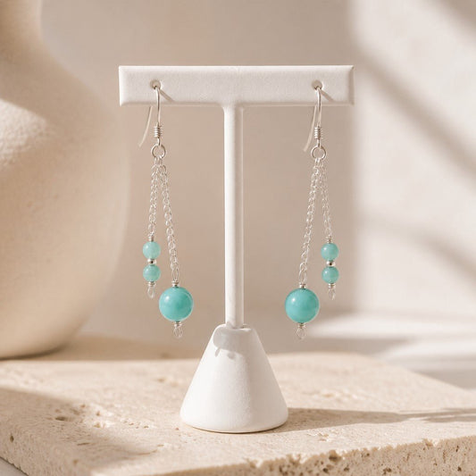 Boucles d'Oreilles Amazonite - Argent 925 & Pierre Naturelle