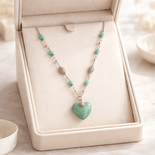 Pendentif Amazonite Arc en Ciel Coeur Argent 925 - Pierre Naturelle
