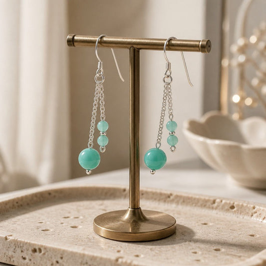 Boucles d'Oreilles Amazonite - Argent 925 & Pierre Naturelle