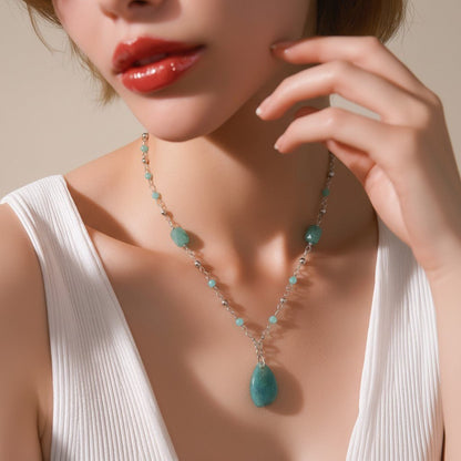 Pendentif Amazonite Rayée Dolmen Argent 925 | Lithothérapie Équilibre | Bijoux Zen