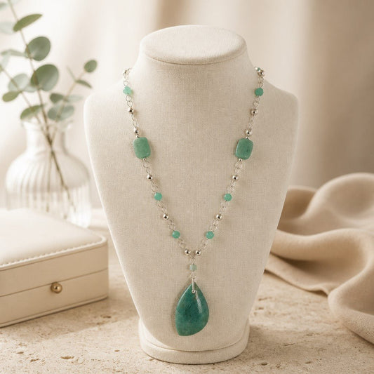 Pendentif Amazonite Rayée Dolmen Argent 925 | Lithothérapie Équilibre | Bijoux Zen