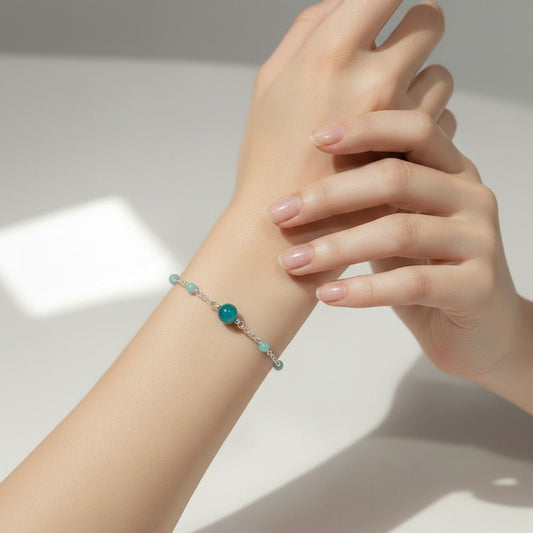 Bracelet Amazonite Bleue Argent 925 - Pierre Naturelle