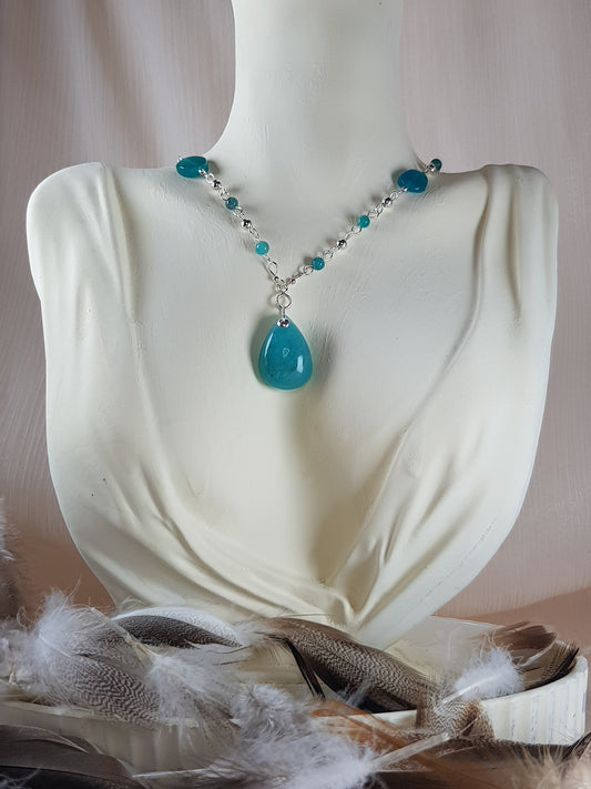 Amazonite bleue gouttelette argent 925