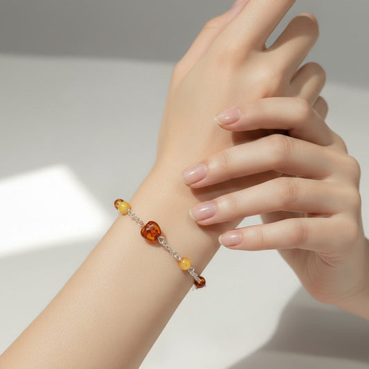 Bracelet Ambre Argent 925 - Pierre Naturelle