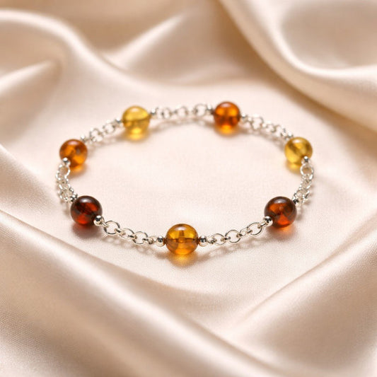 Bracelet Ambre Argent 925 - Pierre Naturelle