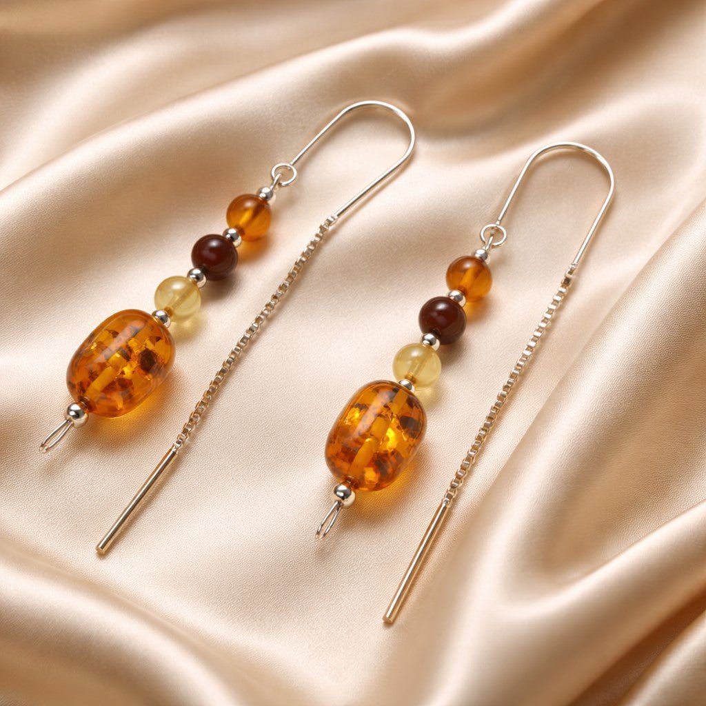 Boucles d'Oreilles Ambre - Argent 925 & ambre