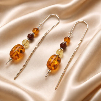 Boucles d'Oreilles Ambre - Argent 925 & ambre