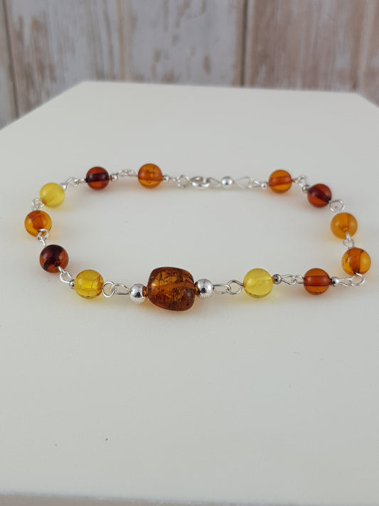 Bracelet ambre argent 925 *