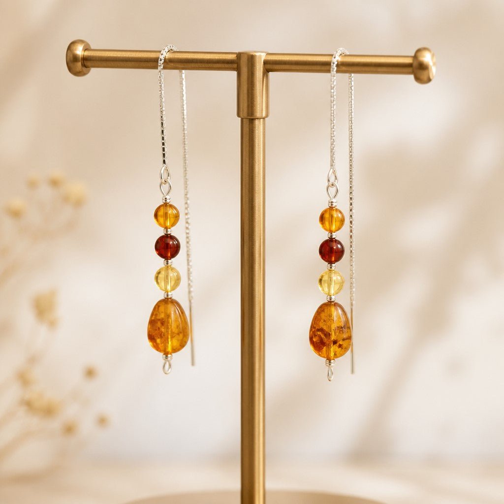 Boucles d'Oreilles Ambre - Argent 925