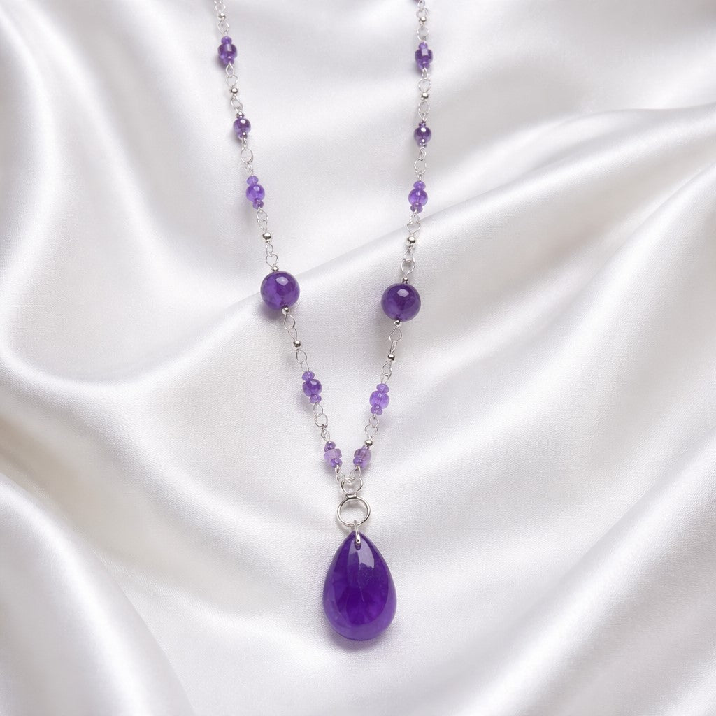 Pendentif Améthyste Goutte Argent 925 - Pierre Naturelle