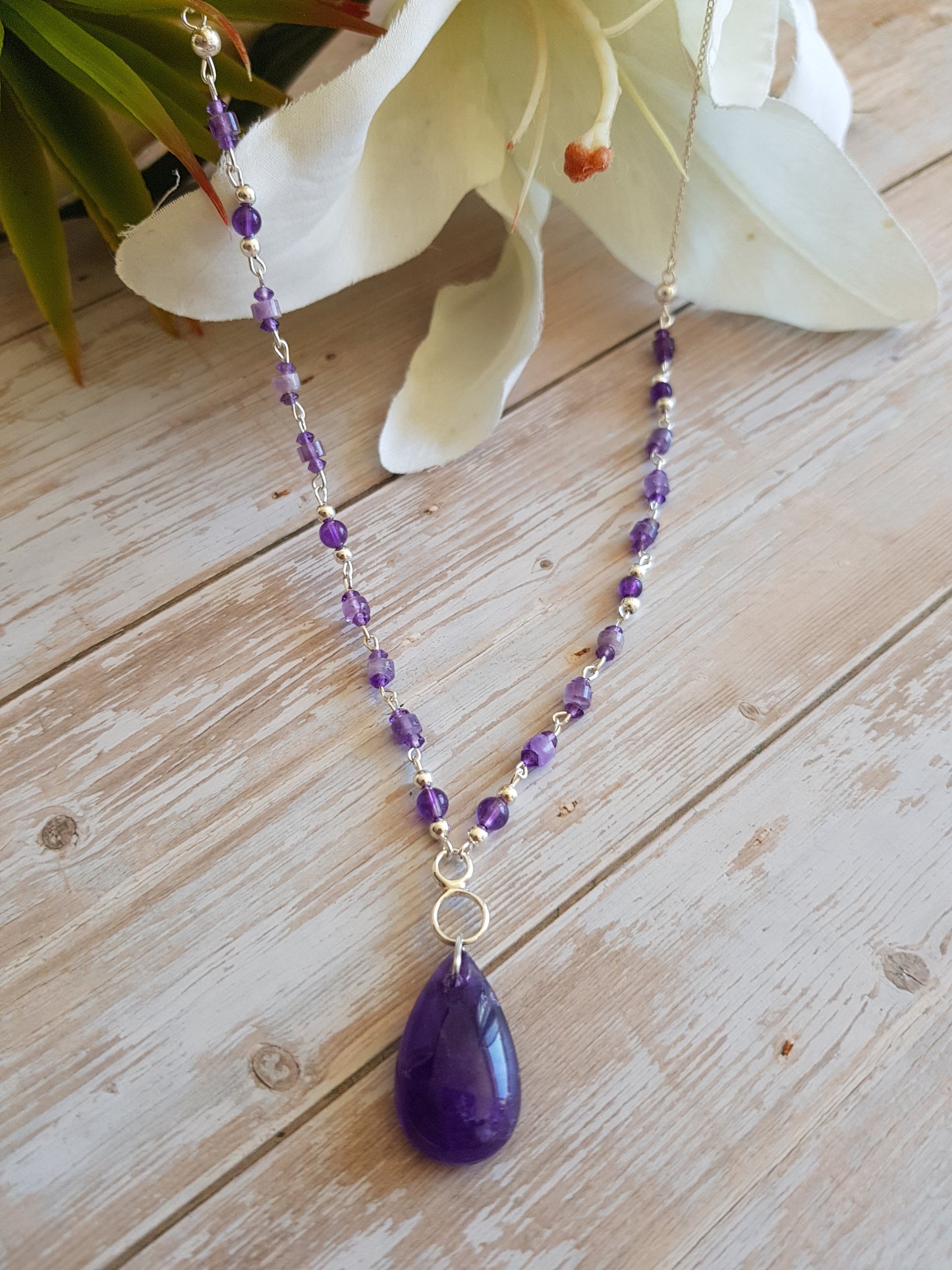 améthyste goutte argent 925