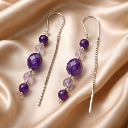 Boucles d'Oreilles Améthyste - Argent 925 & Pierre Naturelle