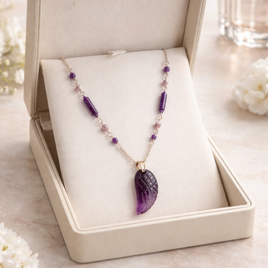 Pendentif Améthyste Aile d'Ange Argent 925 - Pierre Naturelle