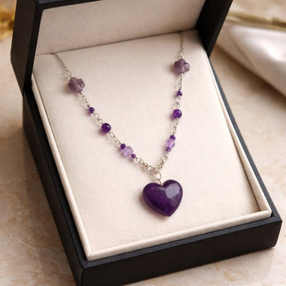 Pendentif Améthyste Coeur Argent 925 - Pierre Naturelle