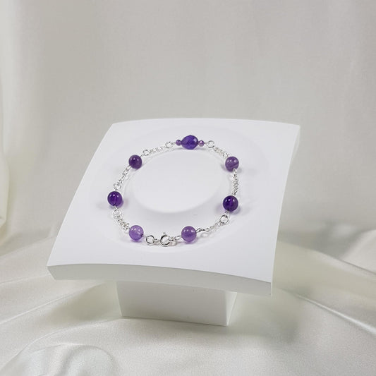 Bracelet améthyste en argent 925 - pierre naturelle violette 