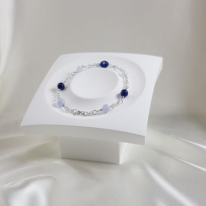 Bracelet apaisement en argent 925 - lithothérapie pierres naturelles 